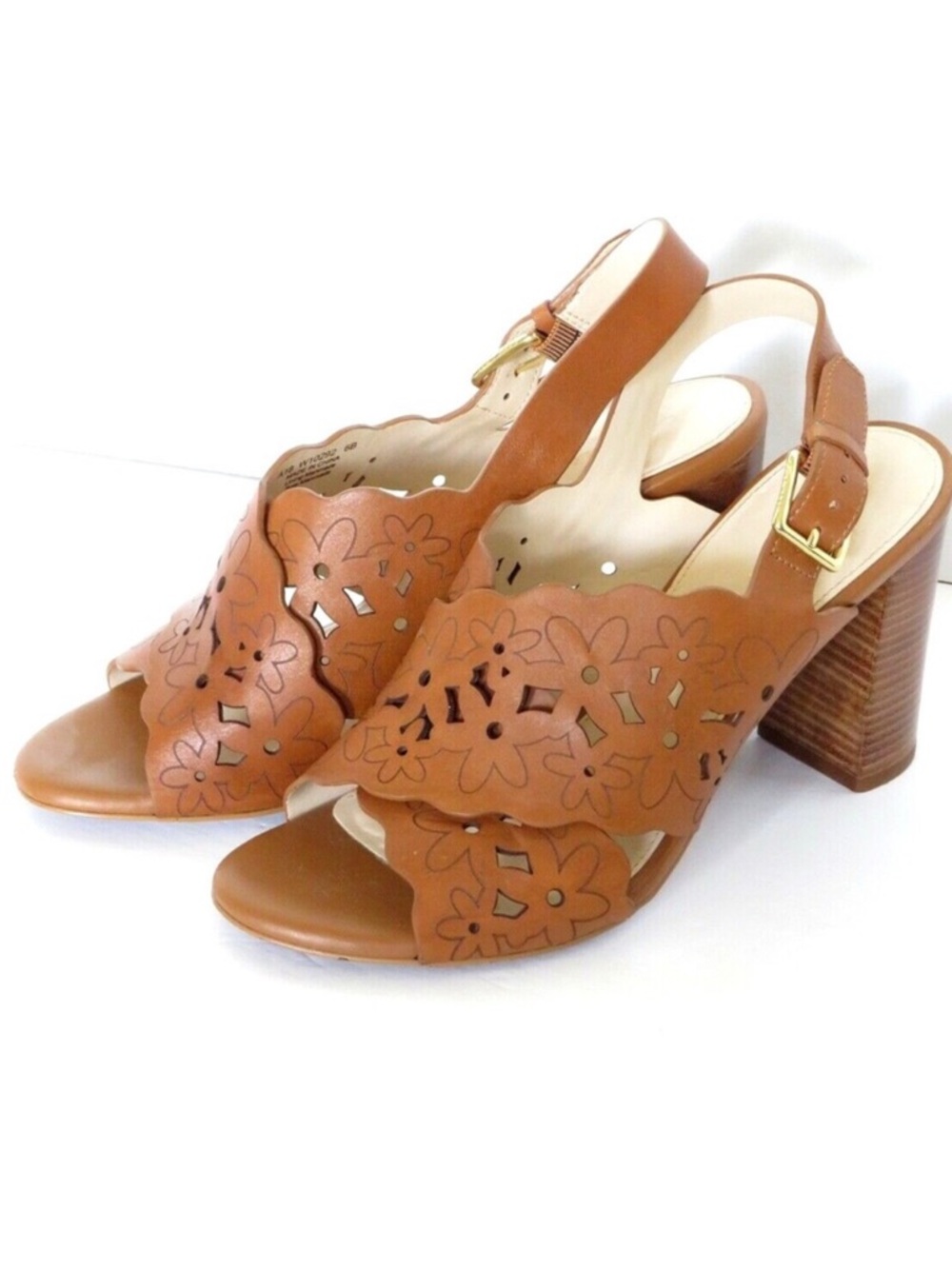 Cole Haan Laser-Cut Leather Slingback Sandals